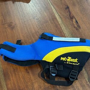 Pet West Marine Dog Life Jacket - Blue and Yellow size small